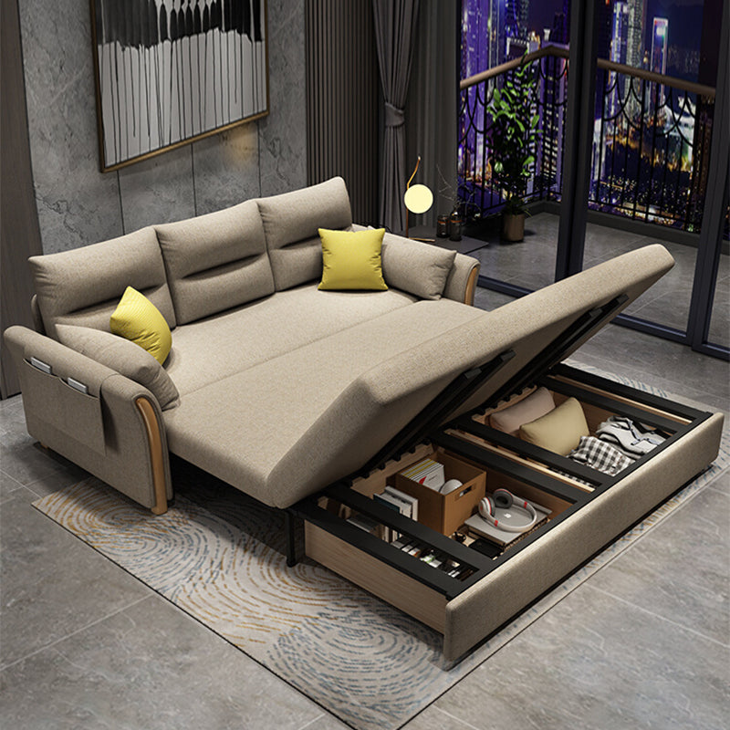 Convertible Contemporary Flared Arm Cotton Blend Bed Sofa Couch