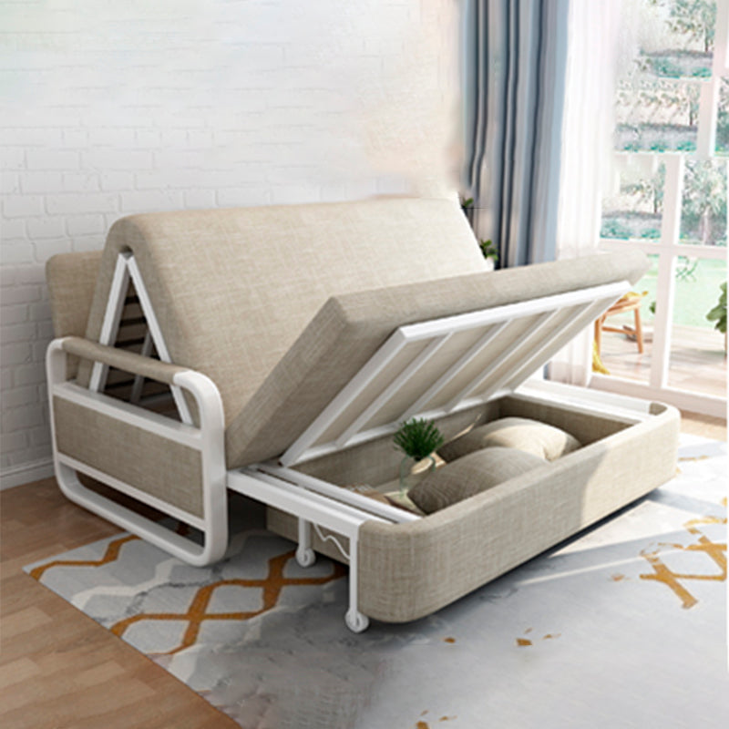Cotton Blend Contemporary Convertible Bed Sofa Couch in Beige