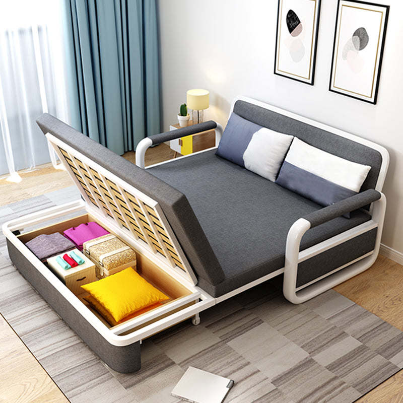 33.46" H Linen Contemporary Square Arm Sofa Bed Foldable Sofa