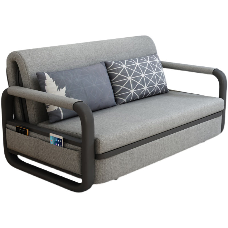 33.46" H Linen Contemporary Square Arm Sofa Bed Foldable Sofa