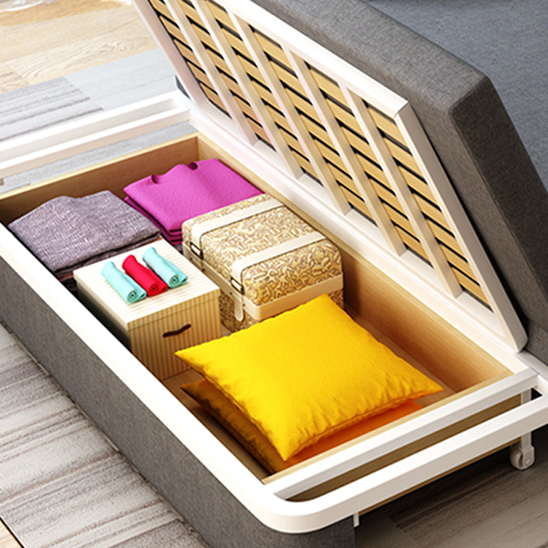 33.46" H Linen Contemporary Square Arm Sofa Bed Foldable Sofa