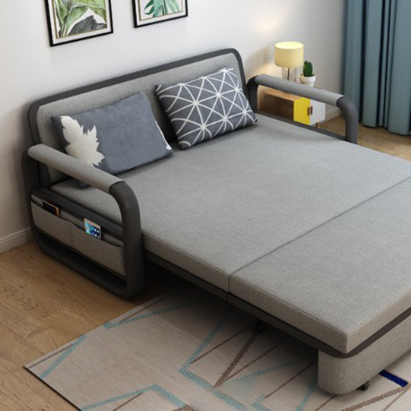 33.46" H Linen Contemporary Square Arm Sofa Bed Foldable Sofa