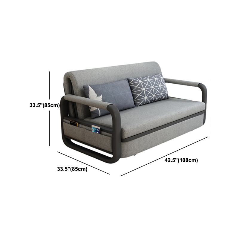 33.46" H Linen Contemporary Square Arm Sofa Bed Foldable Sofa