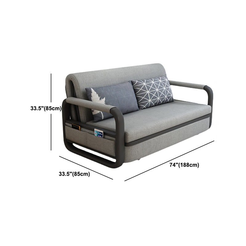 33.46" H Linen Contemporary Square Arm Sofa Bed Foldable Sofa