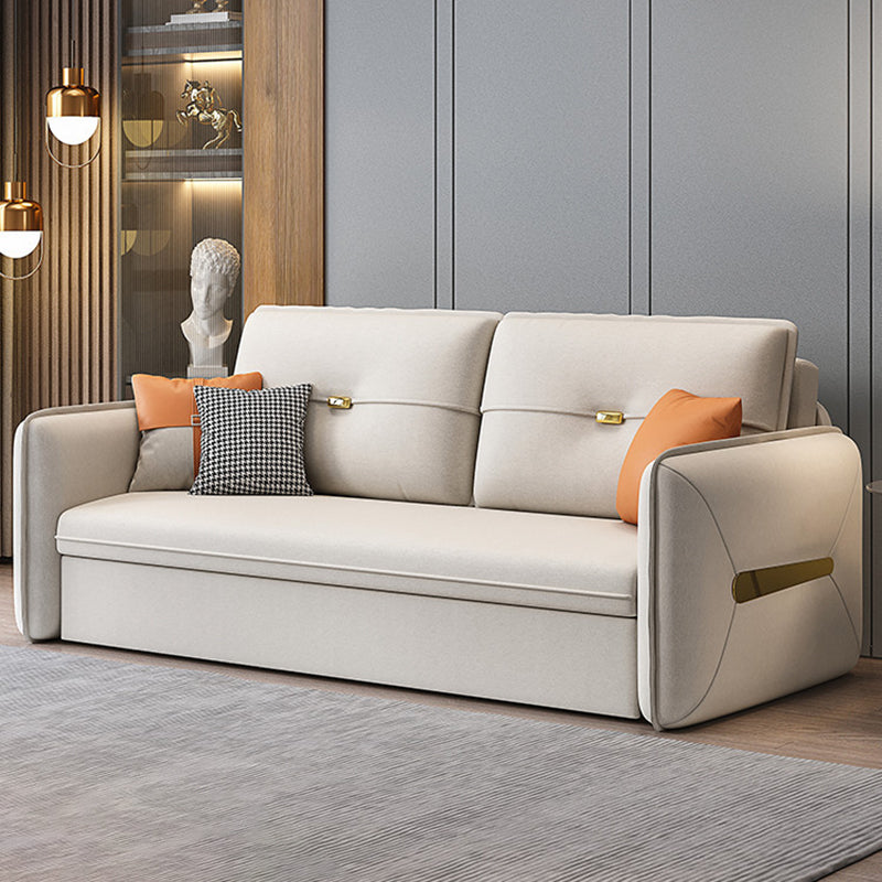 Contemporary Square Arm Faux Leather Stain Resistant Bed Settee