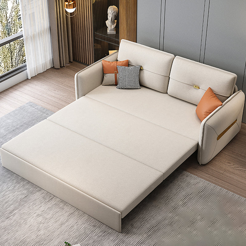 Contemporary Square Arm Faux Leather Stain Resistant Bed Settee
