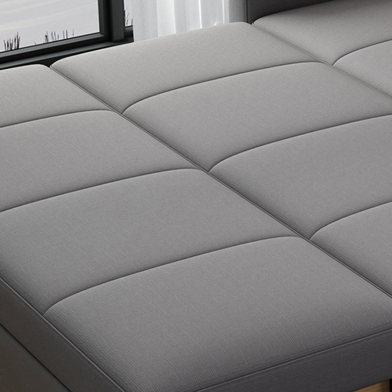 Contemporary Square Arm Cotton Blend Couch Bed with Pillows in Grey