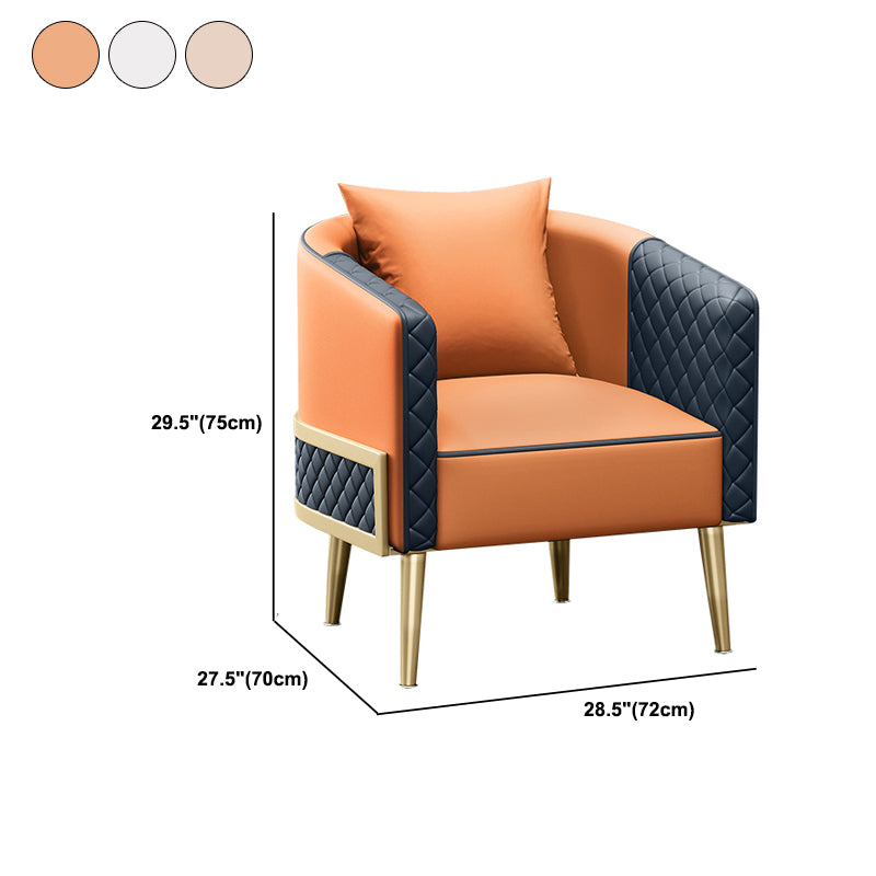Faux Leather Contemporary Curved Sofa Moon Shape Sloped Arm Sofa for Living Room