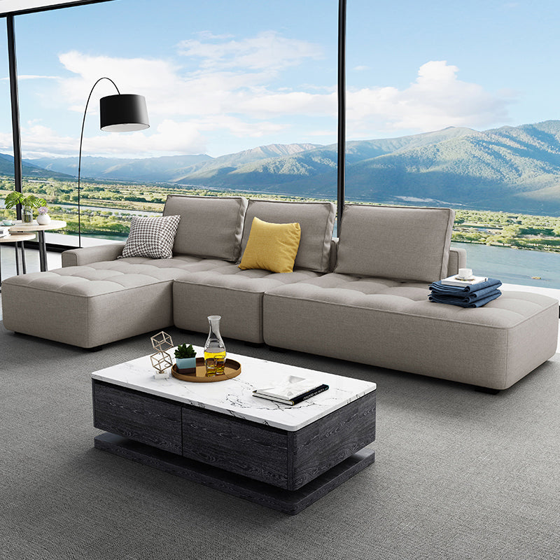 147.63" W X 70.86" D X 37.41" H Linen One Side Arm Sofa & Chaise for Living Room