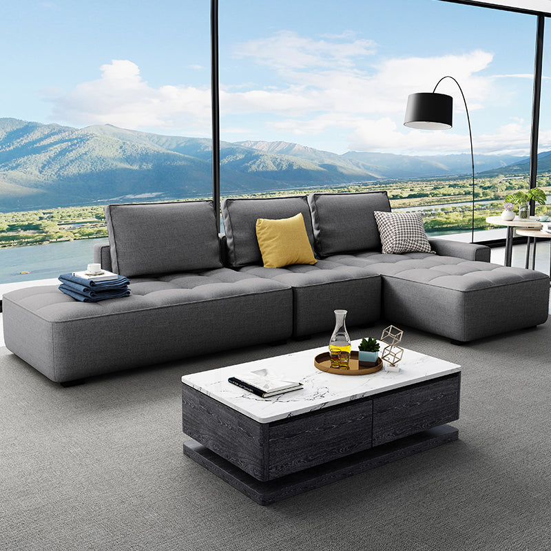 147.63" W X 70.86" D X 37.41" H Linen One Side Arm Sofa & Chaise for Living Room