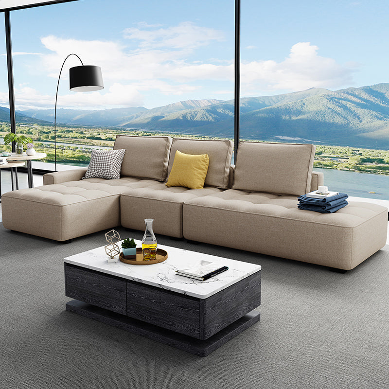 147.63" W X 70.86" D X 37.41" H Linen One Side Arm Sofa & Chaise for Living Room