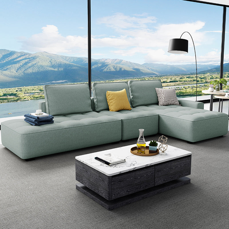 147.63" W X 70.86" D X 37.41" H Linen One Side Arm Sofa & Chaise for Living Room