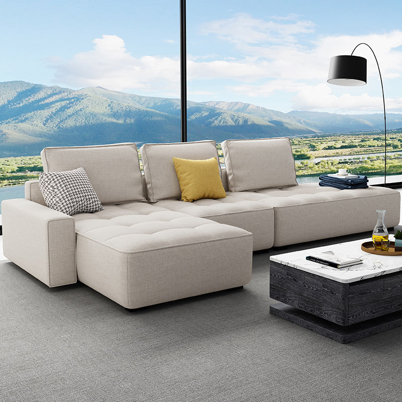 147.63" W X 70.86" D X 37.41" H Linen One Side Arm Sofa & Chaise for Living Room