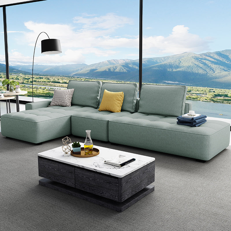 147.63" W X 70.86" D X 37.41" H Linen One Side Arm Sofa & Chaise for Living Room