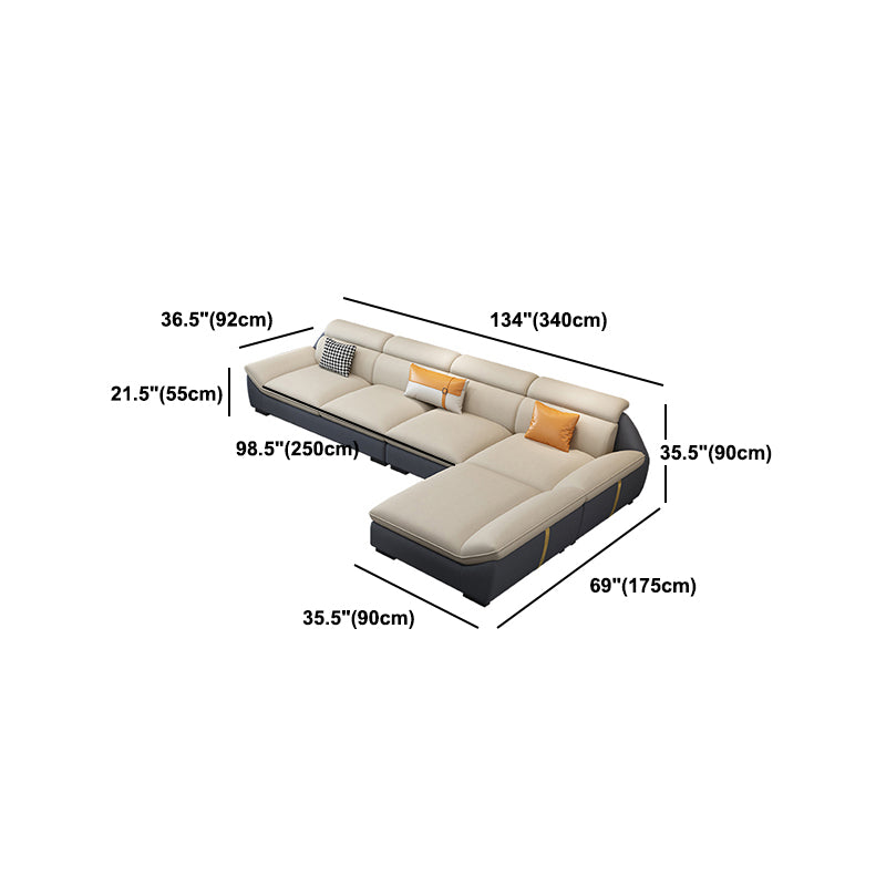 North European Faux Leather Sofa Sewn Pillow Back Sofa with Pillows