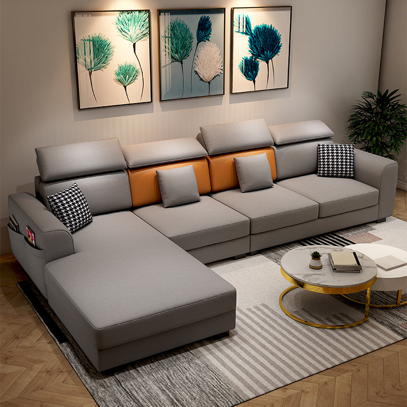 35.4"H Modern Faux Leather Flared Arm Sofa & Chaise for Living Room