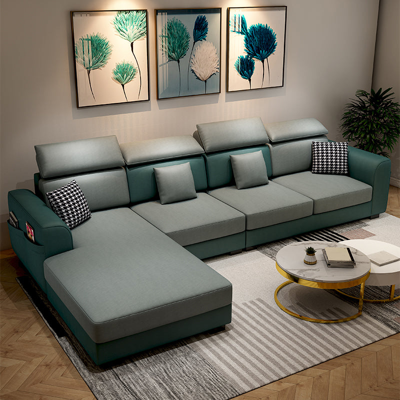 35.4"H Modern Faux Leather Flared Arm Sofa & Chaise for Living Room