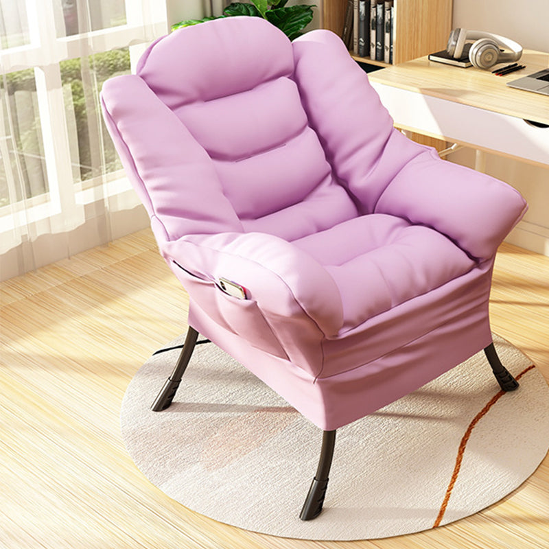 Solid Color Leather and Cotton Blend Accent Chair Set with Storage