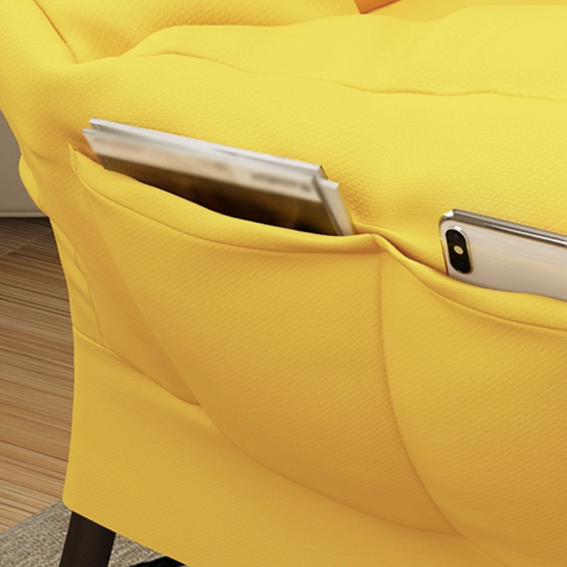 Solid Color Leather and Cotton Blend Accent Chair Set with Storage