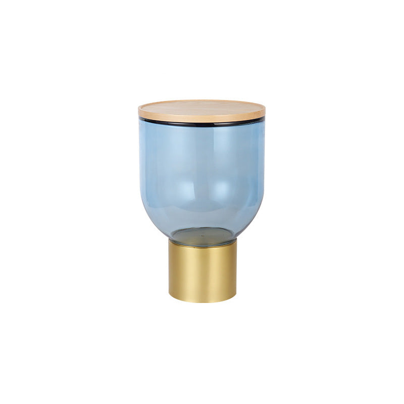 Contemporary Round Glass Coffee Table with Pedestal Base Cocktail Table