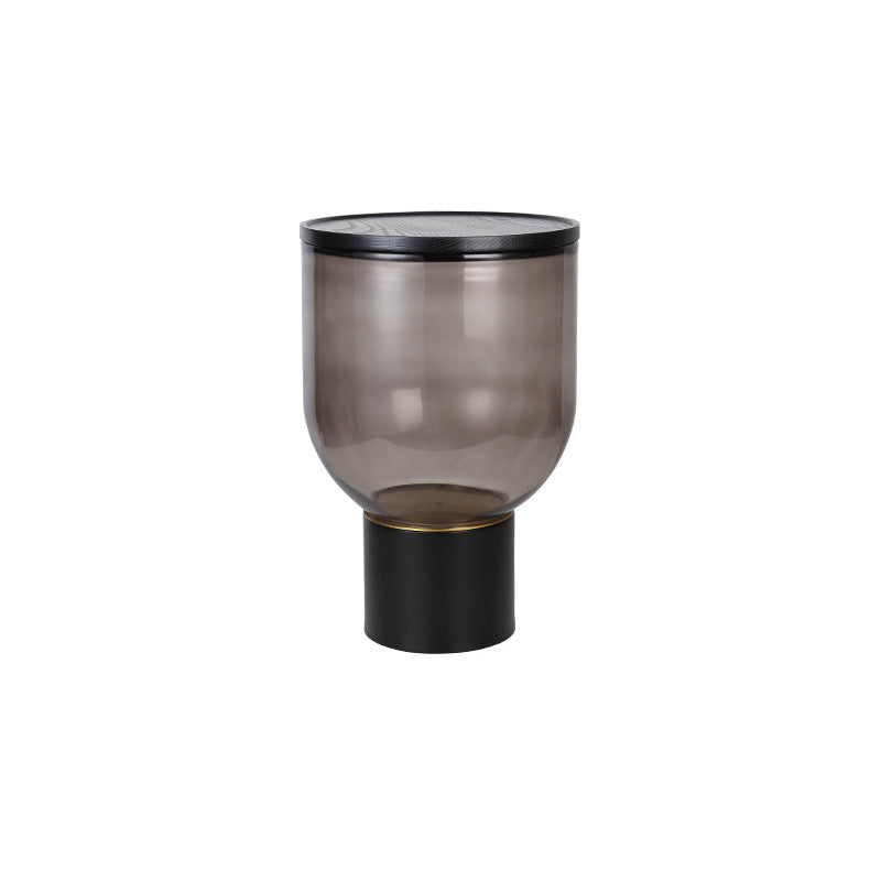 Contemporary Round Glass Coffee Table with Pedestal Base Cocktail Table