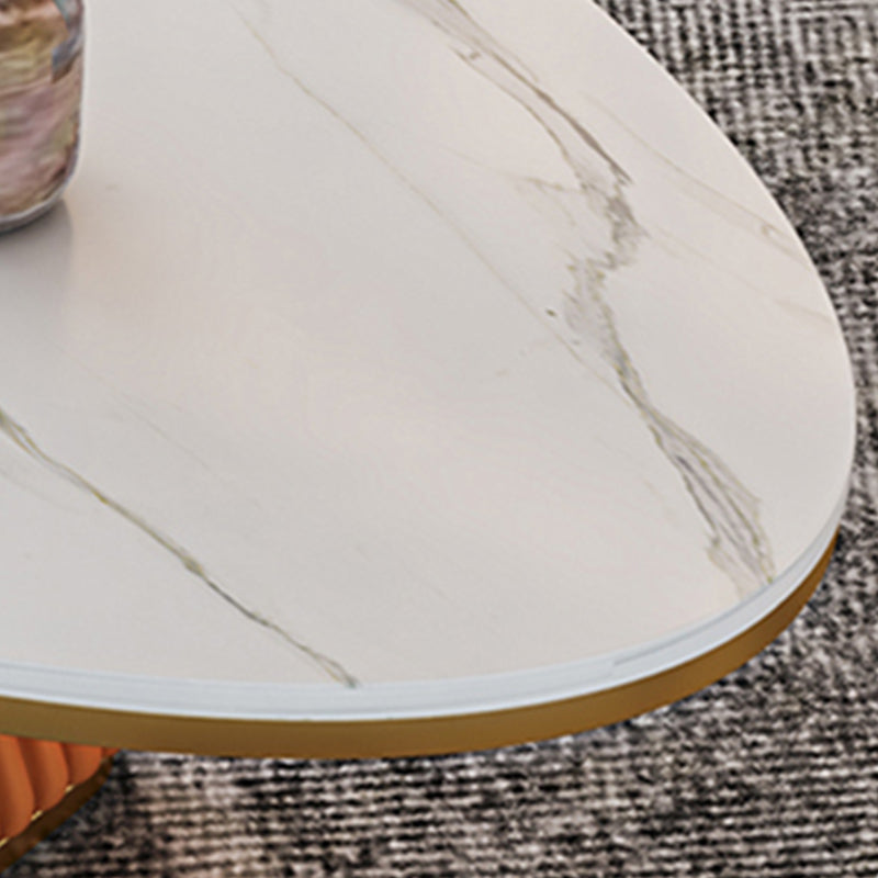 Elliptical Stone Coffee Table Pedestal 1 Single Cocktail Table - 17.72" H