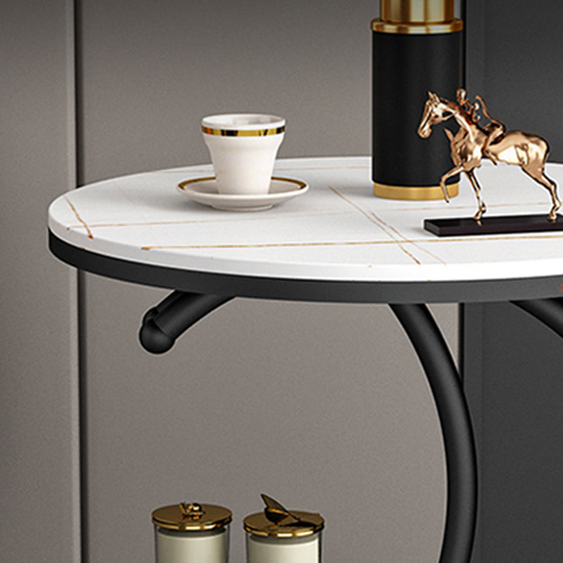 19.6"/23.6" Modern Slate Round End Table Metal C Side Table with Shelf