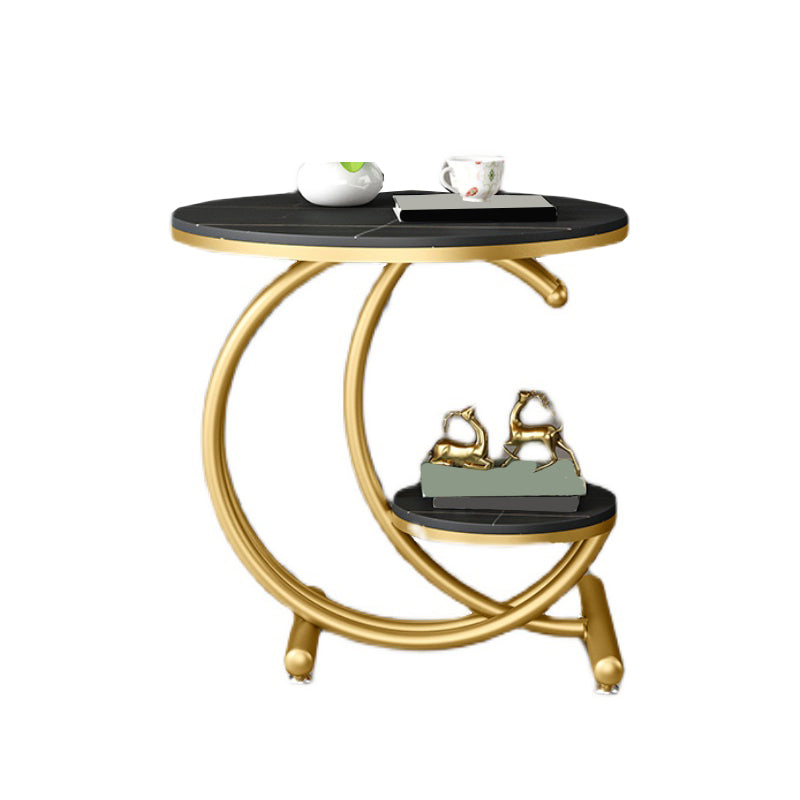 19.6"/23.6" Modern Slate Round End Table Metal C Side Table with Shelf