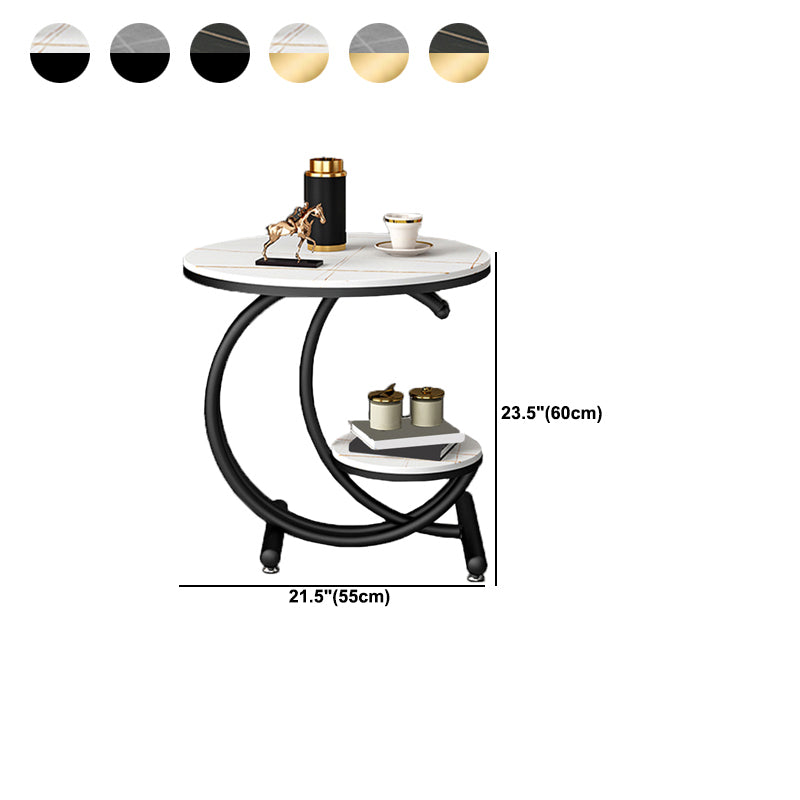 19.6"/23.6" Modern Slate Round End Table Metal C Side Table with Shelf