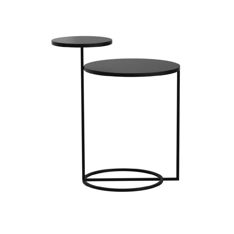 Mid-Century Modern Iron 2-Tier Side Table in Black and White