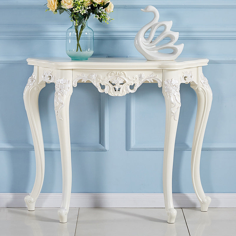 Victorian Hall 4 Legs Solid Wood Half Moon Console Accent Table