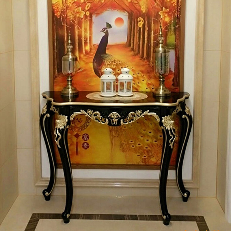 Victorian Hall 4 Legs Solid Wood Half Moon Console Accent Table