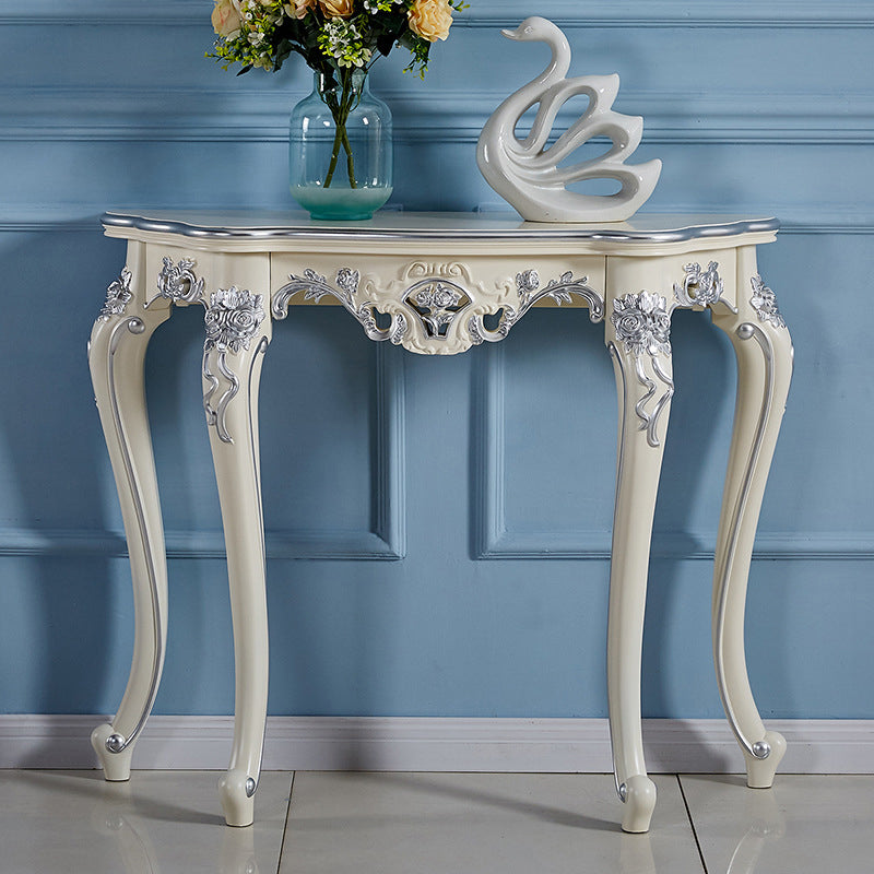Victorian Hall 4 Legs Solid Wood Half Moon Console Accent Table