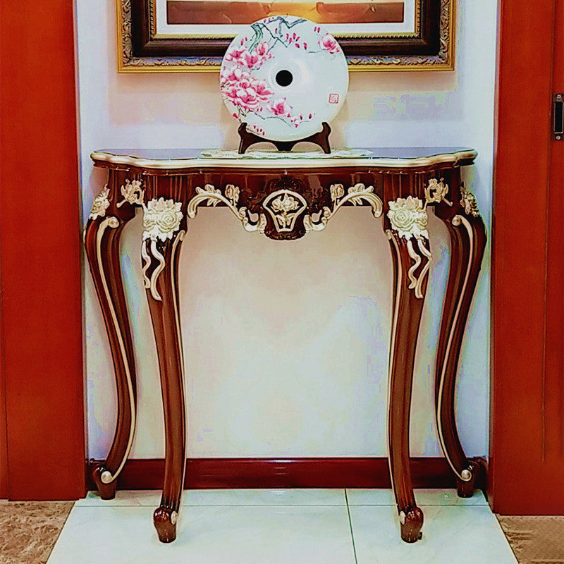 Victorian Hall 4 Legs Solid Wood Half Moon Console Accent Table