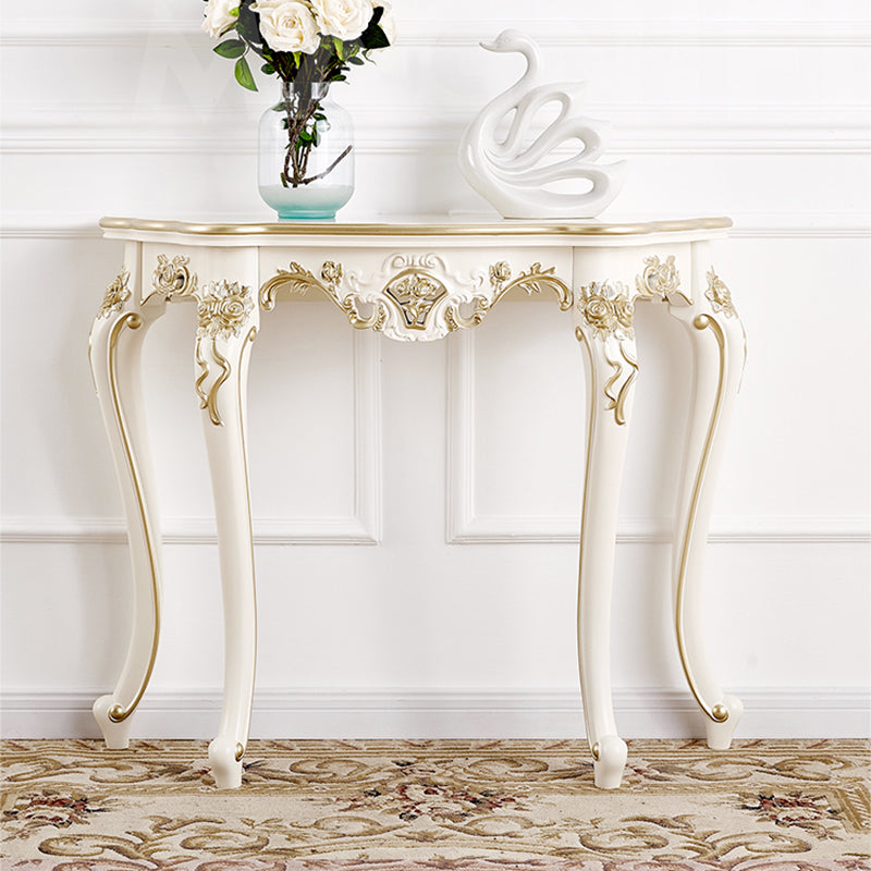 Victorian Hall 4 Legs Solid Wood Half Moon Console Accent Table