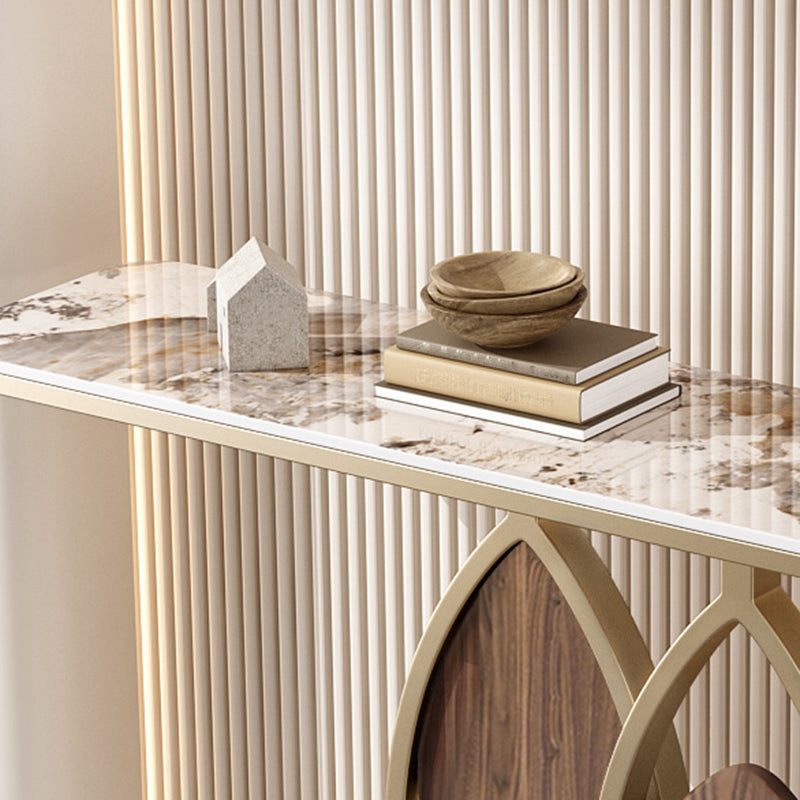 Stain Resistant Glam Marble/metal Rectangle Console Table in Brown/blue