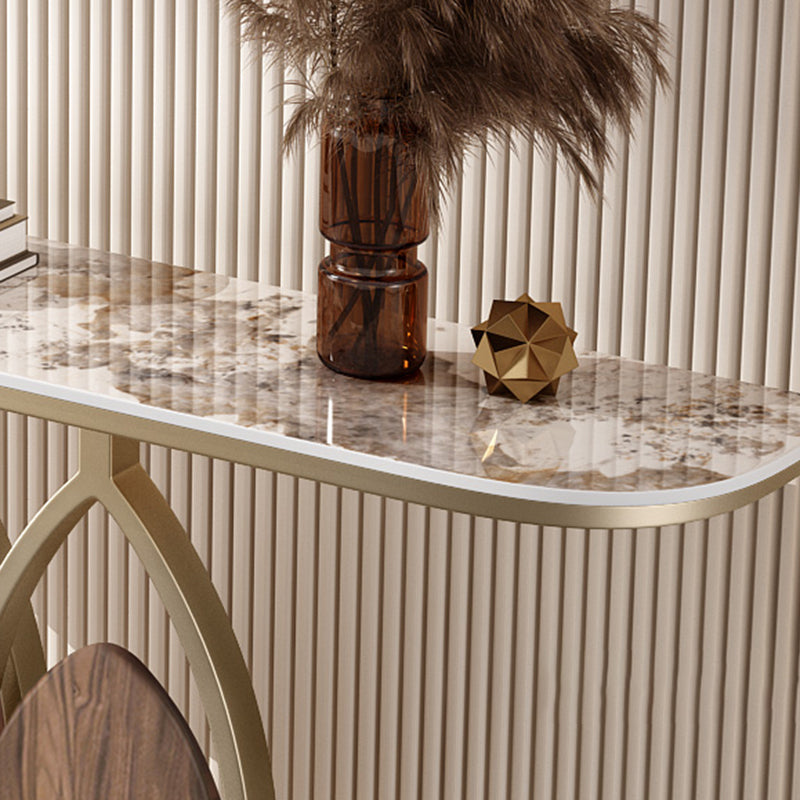 Stain Resistant Glam Marble/metal Rectangle Console Table in Brown/blue
