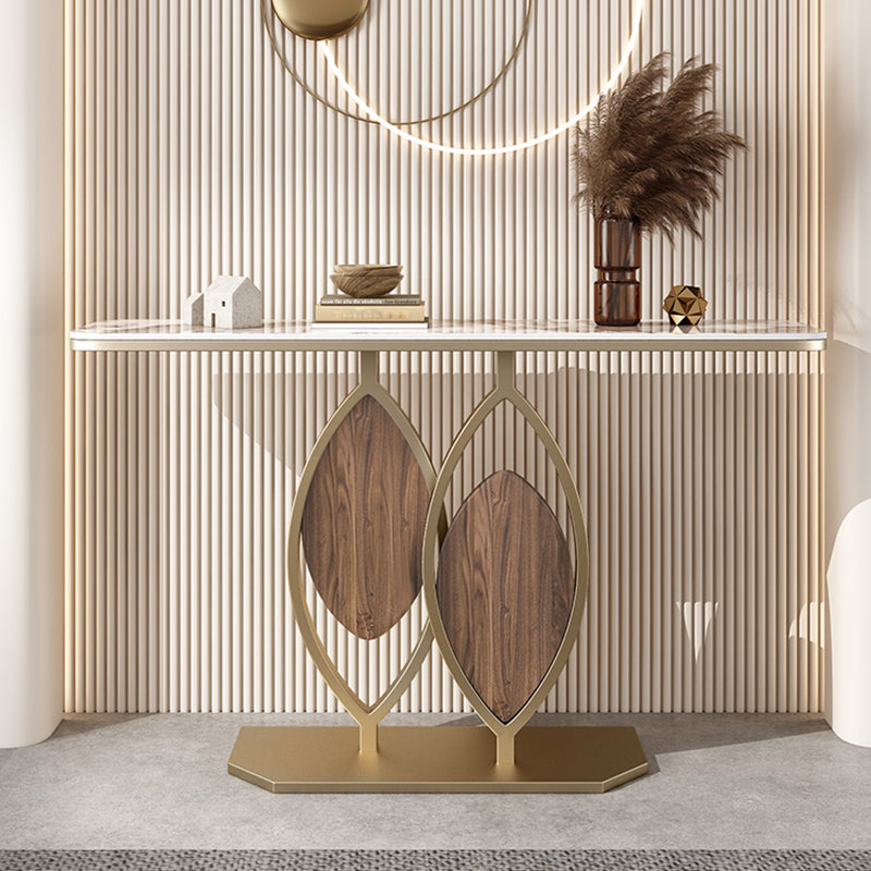 Stain Resistant Glam Marble/metal Rectangle Console Table in Brown/blue