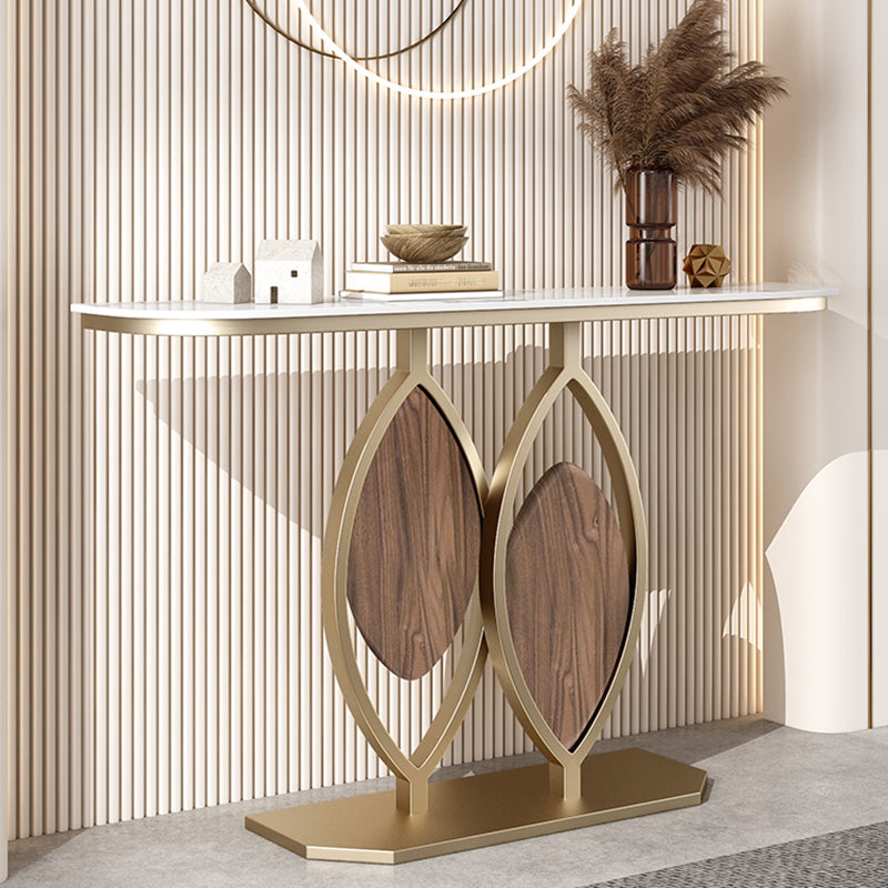 Stain Resistant Glam Marble/metal Rectangle Console Table in Brown/blue
