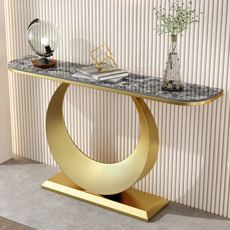 Scratch Resistant Glam Marble/metal Half Moon Abstract Console Table