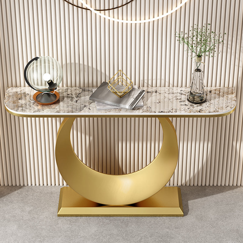 Scratch Resistant Glam Marble/metal Half Moon Abstract Console Table