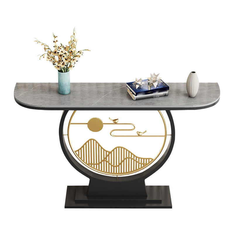 Marble/metal Half Moon Glam Scratch Resistant Abstract Console Table