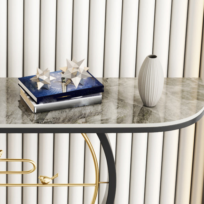 Marble/metal Half Moon Glam Scratch Resistant Abstract Console Table