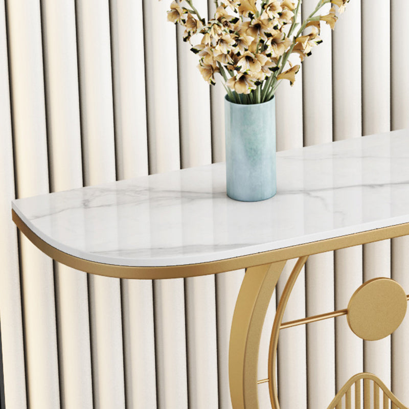 Marble/metal Half Moon Glam Scratch Resistant Abstract Console Table