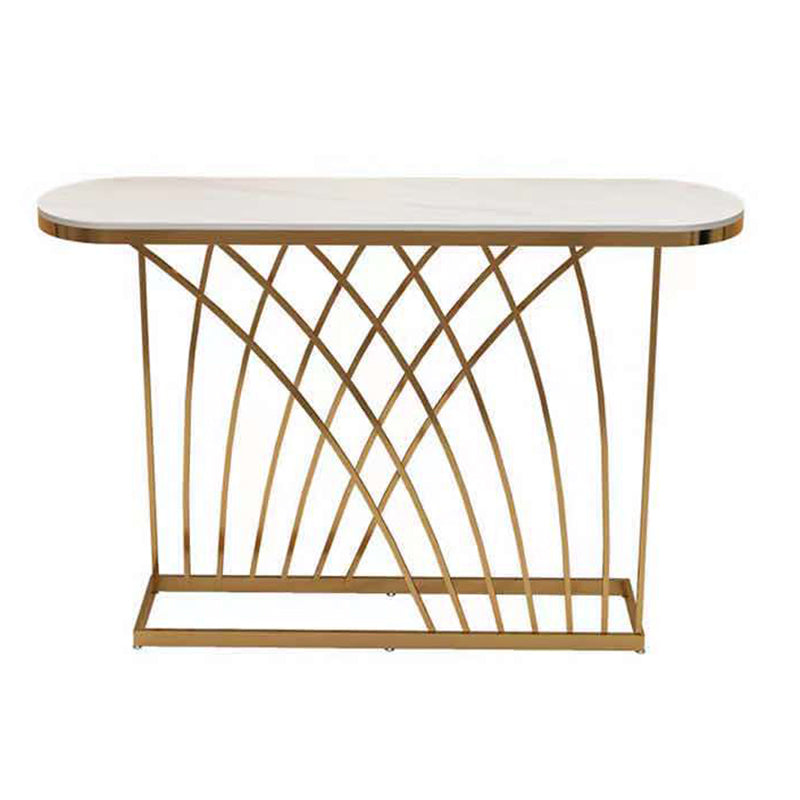 Oval Console Table in White/Black, Abstract Hall Console Accent Table