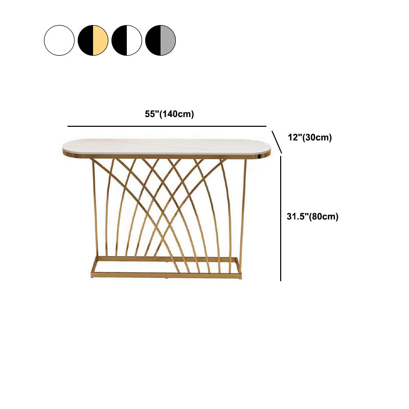 Oval Console Table in White/Black, Abstract Hall Console Accent Table