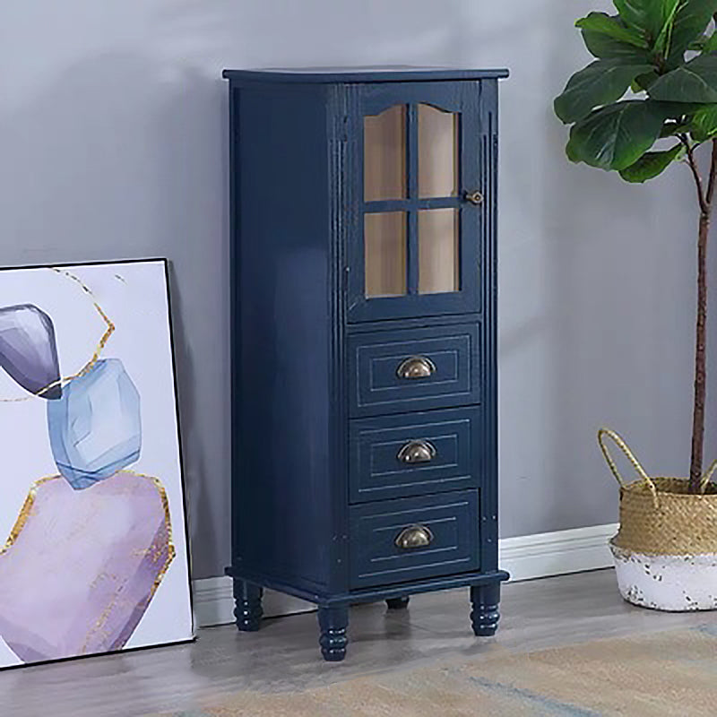 Contemporary 1 - Door 1 Shelves Glass Paned with Drawer Solid Wood Chest