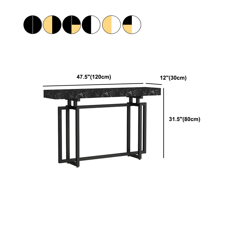 Glam Marble Rectangle Stain Resistant Console Table in Black/white