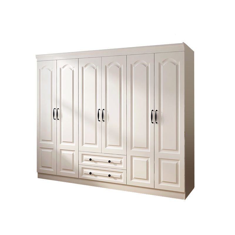 Contemporary White Wardrobe Cabinet Engineered Wood Storage Cabinet