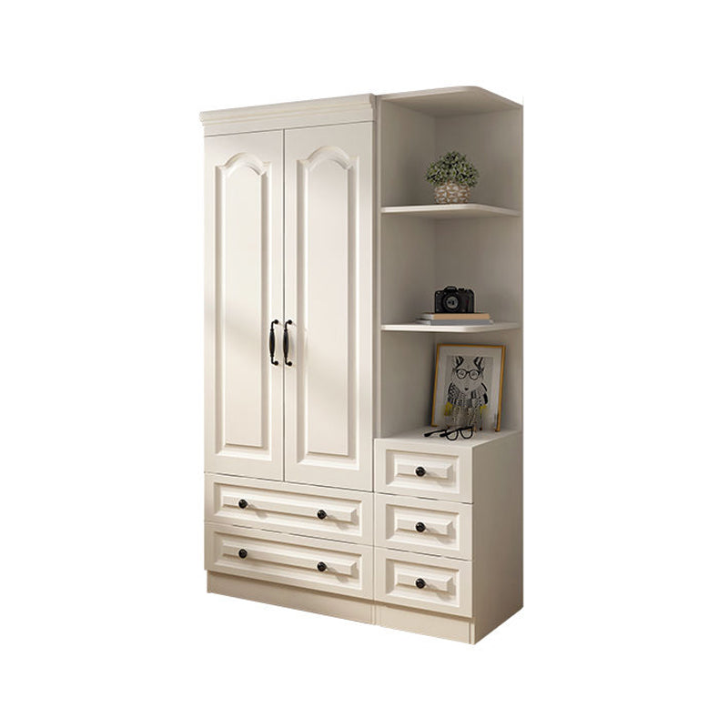 Contemporary White Wardrobe Cabinet Engineered Wood Storage Cabinet
